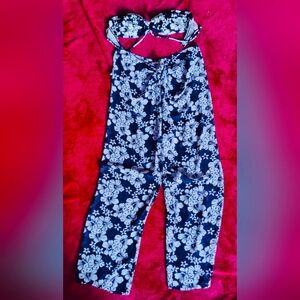 Victoria's Secret Black and White Hibiscus Cabana Pants & Matching Bikini Top
